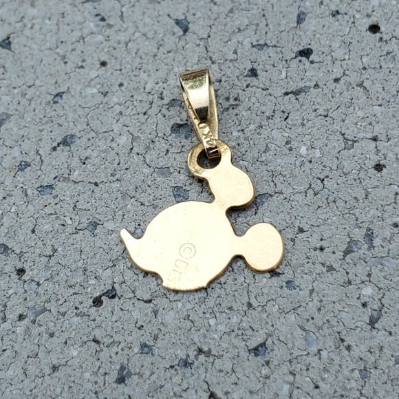*SOLD* 14K Yellow Gold Mickey Mouse Head Etched Charm Pendant - Picture 3 of 7